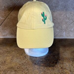 Cactus Embroidered Yellow Adjustable Cotton Baseball Trucker Cap Women Golf, Gym